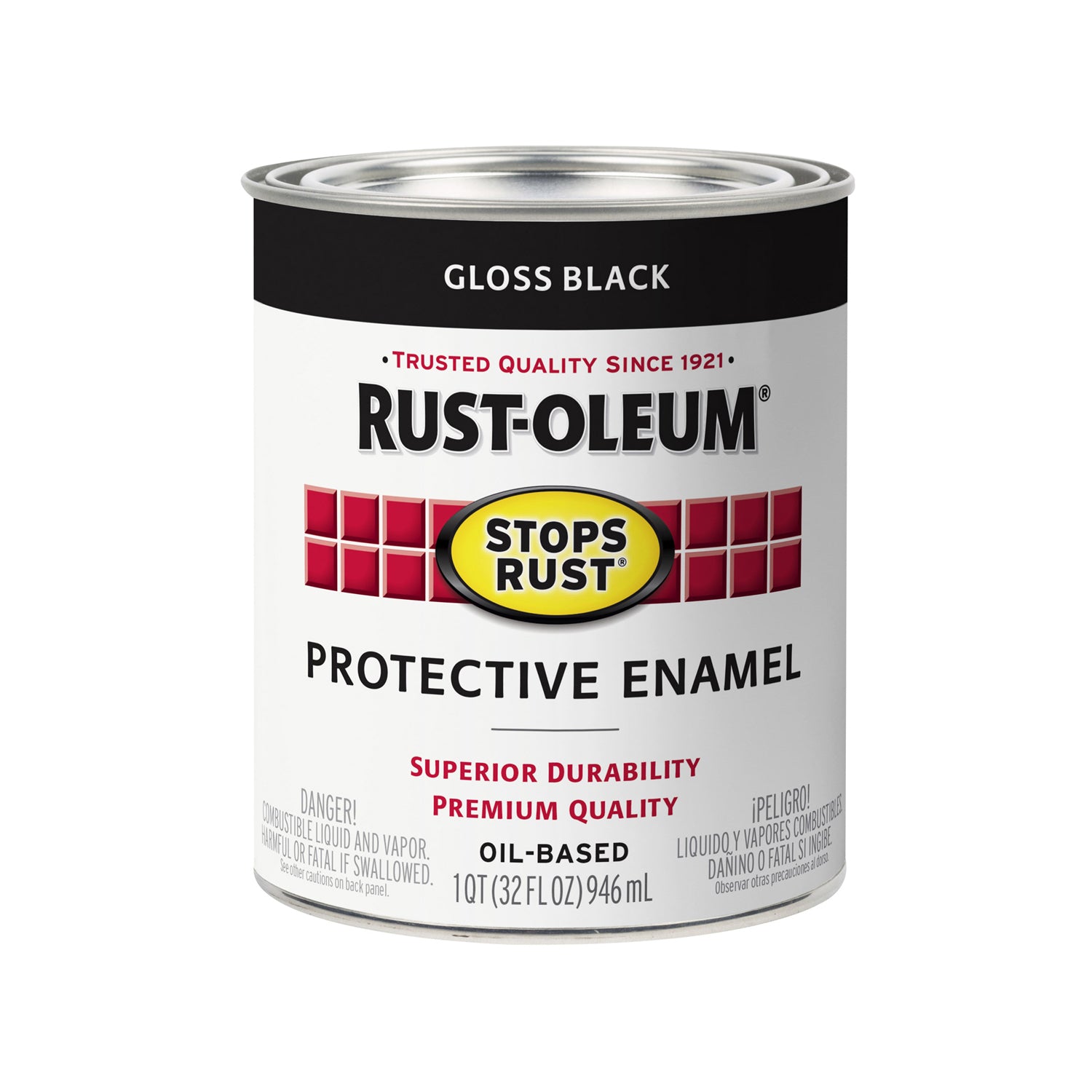 Rust-Oleum Stops Rust Indoor and Outdoor Gloss Black Rust Prevention Paint 1 qt - Case of 2