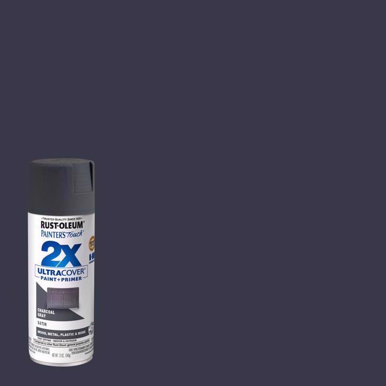 Rust-Oleum Painter's Touch 2X Ultra Cover Satin Charcoal Gray Paint+Primer Spray Paint 12 oz - Case of 6