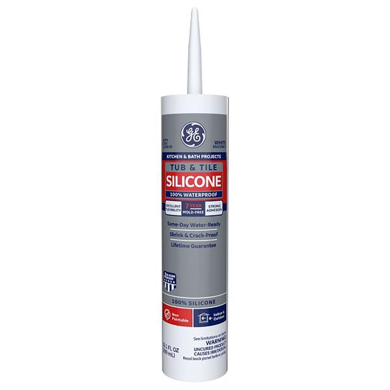 SILICONE I - GE Tub & Tile White Silicone 1 Tub and Tile Caulk Sealant 10.1 oz - Case of 12