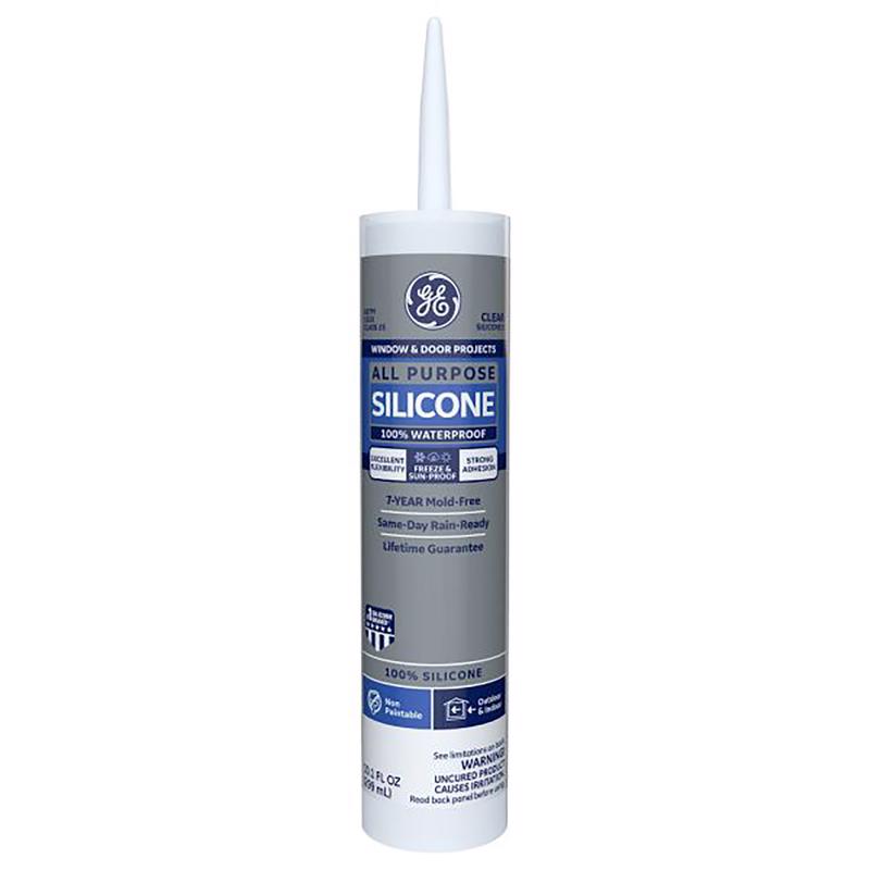 SILICONE I - GE Window & Door Clear Silicone 1 Window and Door Caulk Sealant 10.1 oz - Case of 12