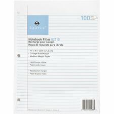 Sparco Notebook Filler Paper - Letter [PAPER;FILLER;CLG;11X8.5;100-PK]