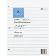 Sparco Notebook Filler Paper - Letter [PAPER;FILLER;CLG;11X8.5;200-PK]
