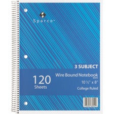 Sparco Wirebound College Ruled Notebooks [NOTEBOOK;WIRE;CLLG;3SUB;120-EA]