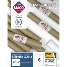 MACO White Laser/Ink Jet Shipping Label [LABEL;LSR;3-1/3X4;WE-BX]