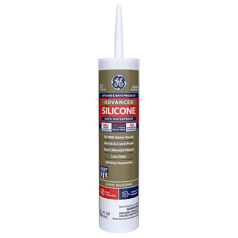 SILICONE II - GE Advanced Clear Silicone 2 Kitchen and Bath Caulk Sealant 10.1 oz - Case of 12