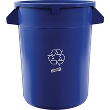 Genuine Joe Heavy-Duty Trash Container - 32 gal Capacity - Side Handle, Venting Channel - Plastic - Blue - 1 Each