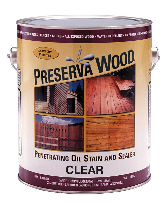 PRESERVA WOOD - Preserva Wood Transparent Smooth Clear Oil-Based Oil Penetrating Wood Stain/Sealer 1 gal - Case of 4