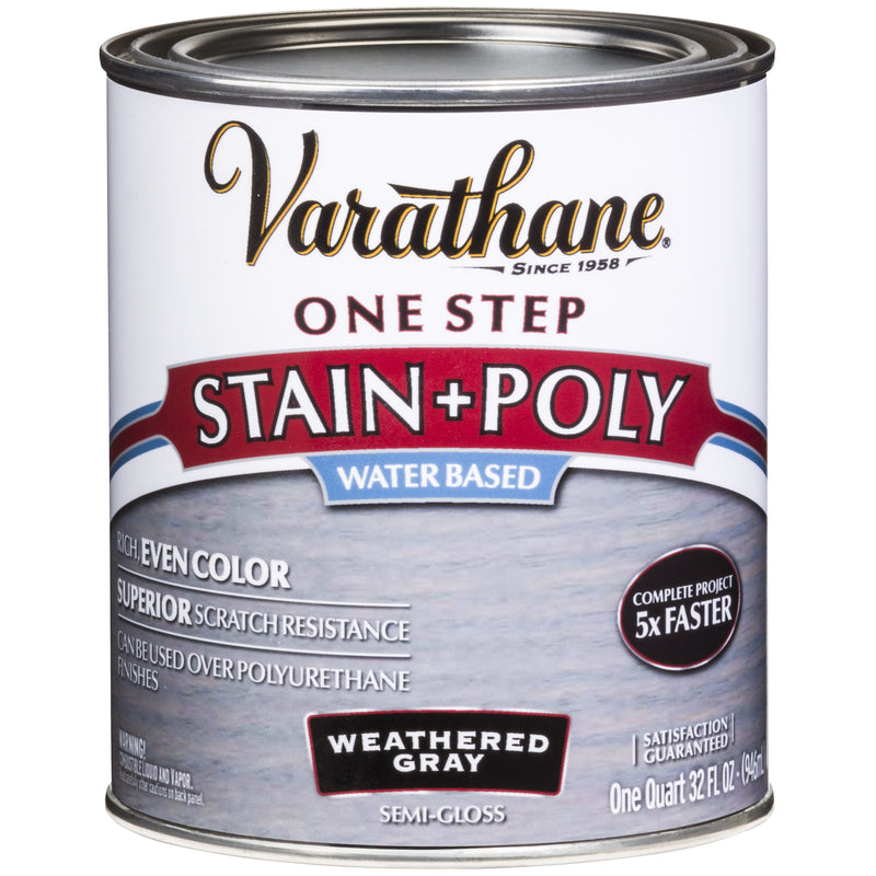 VARATHANE - Varathane Semi-Gloss Weathered Gray Water-Based One-Step Stain/Poly 1 qt