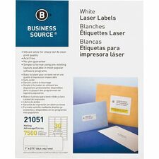 Business Source Bright White Premium-quality Address Labels [LABEL;IJ/LSR;1X2.6;WE;7500-PK]