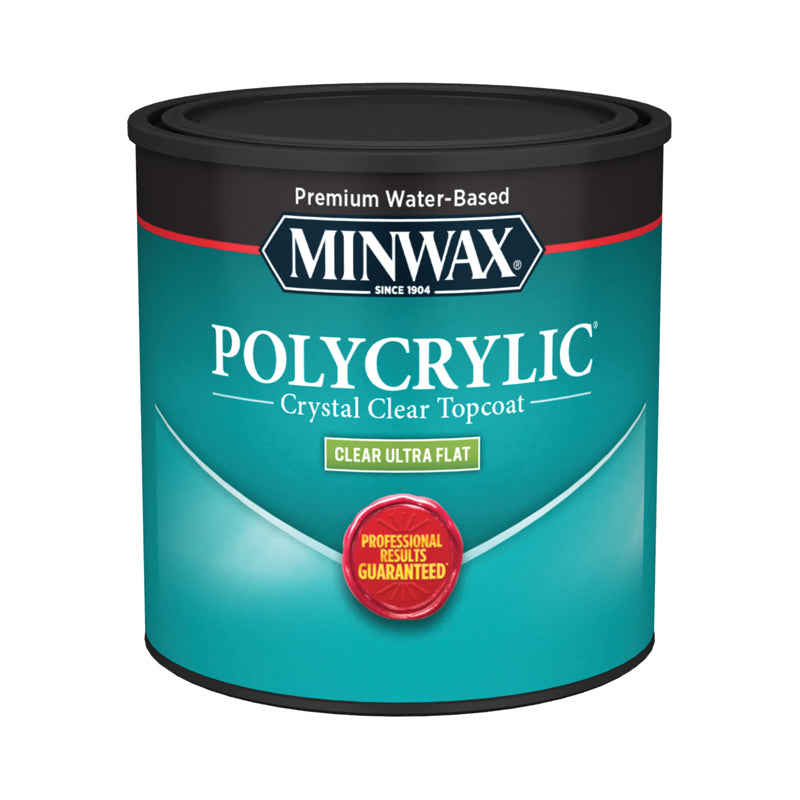 MINWAX - Minwax Polycrylic Flat Crystal Clear Water-Based Polycrylic Protective Finish 0.5 pt - Case of 4