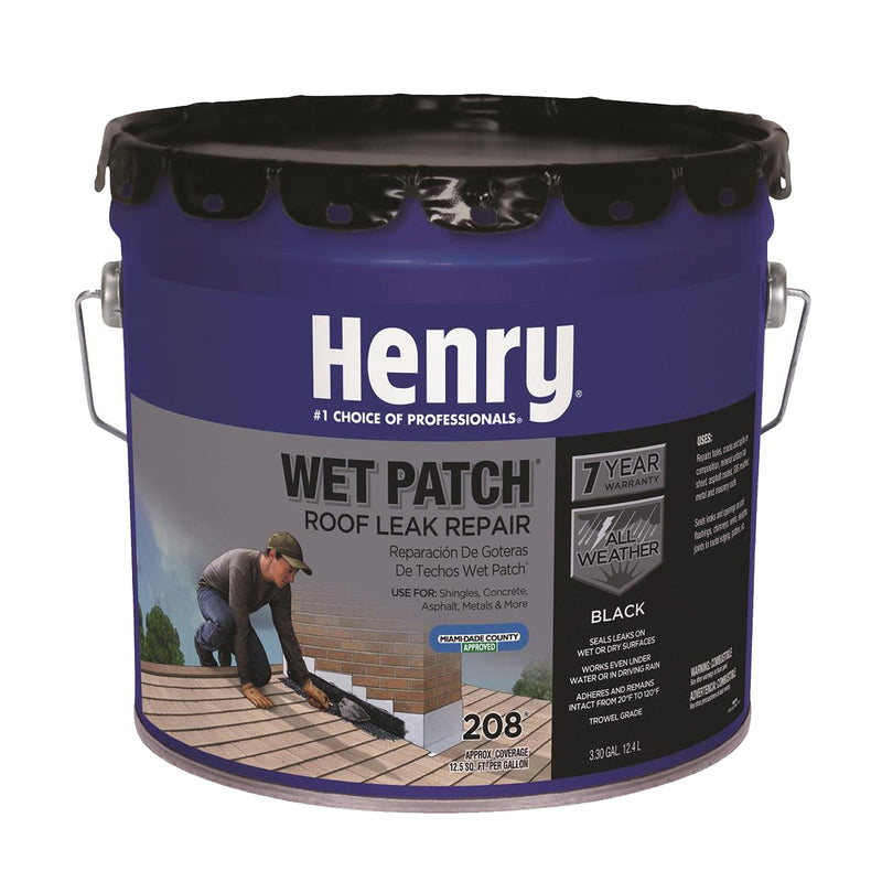 WET PATCH - Henry Smooth Black Asphalt All-Weather Roof Cement 3.3 gal [HE208061]