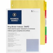 Business Source Insertable Tab Ring Binder Indexes [DIVIDER;INSERT;5-TAB;MULTI-ST]