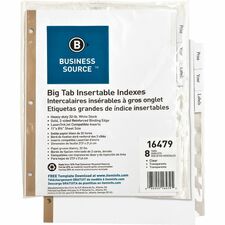 Business Source Tear-resistant Clear Tab Index Dividers [DIVIDERS;INSERT;8-TAB;CLEAR-ST]