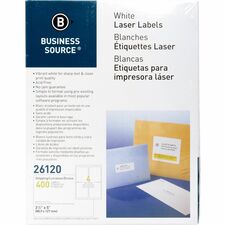Business Source Bright White Premium-quality Address Labels [LABEL;IJ/LSR;3.5X5;WE;400-PK]