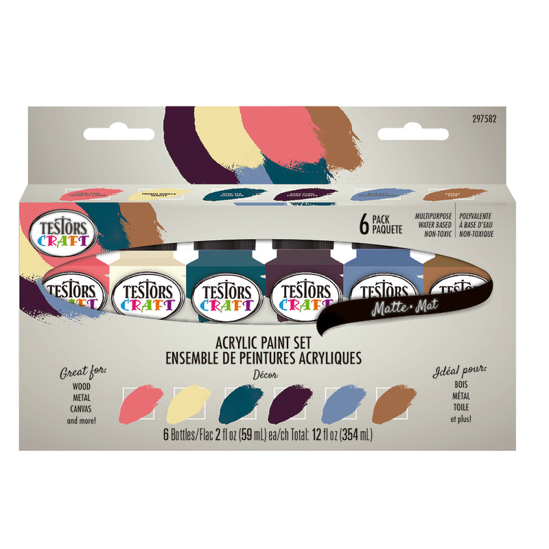 TESTROS - Testors Matte Assorted Craft Paint Interior 12 oz - Case of 6