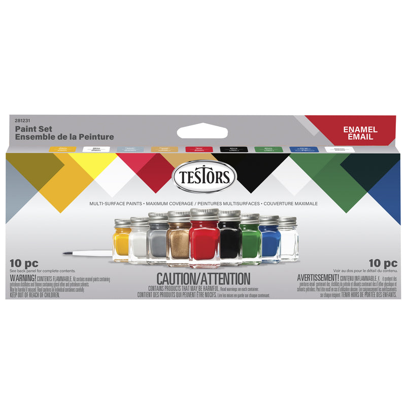 TESTORS - Testors Assorted Solvent-Based Enamel Paint Exterior and Interior 0.25 oz - Case of 6
