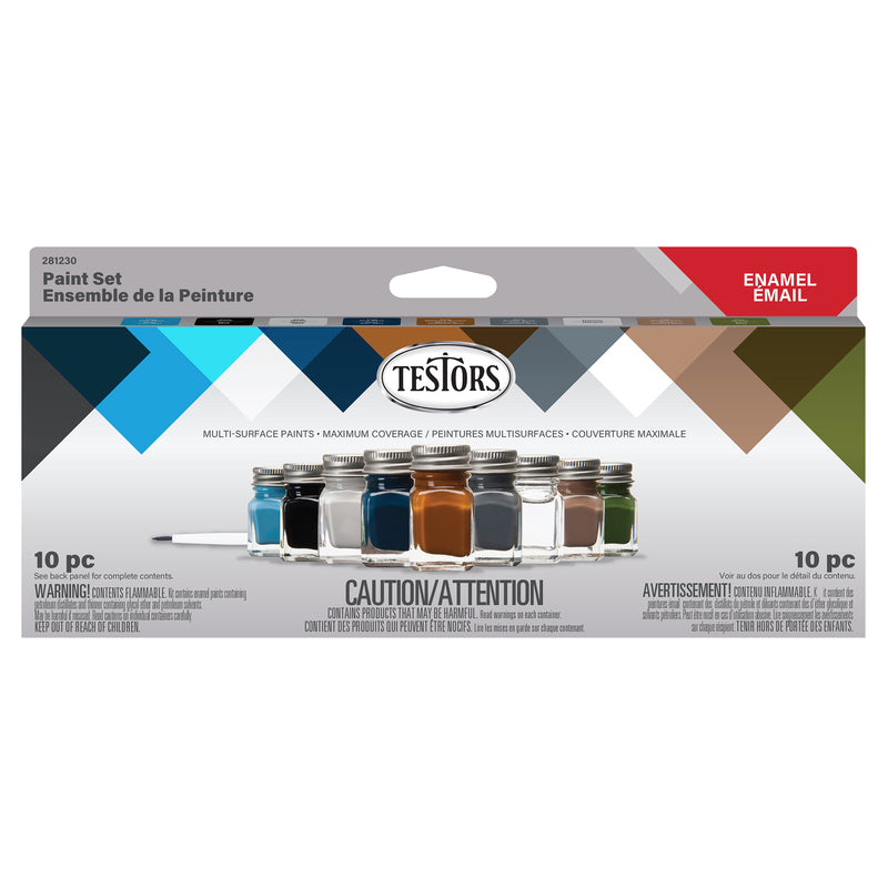 TESTORS - Testors Military Assorted Solvent-Based Enamel Paint Exterior and Interior 0.25 oz - Case of 6
