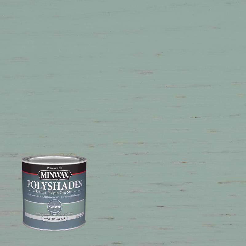 MINWAX - Minwax PolyShades Semi-Transparent Gloss Vintage Blue Stain/Polyurethane Finish 0.5 pt - Case of 4