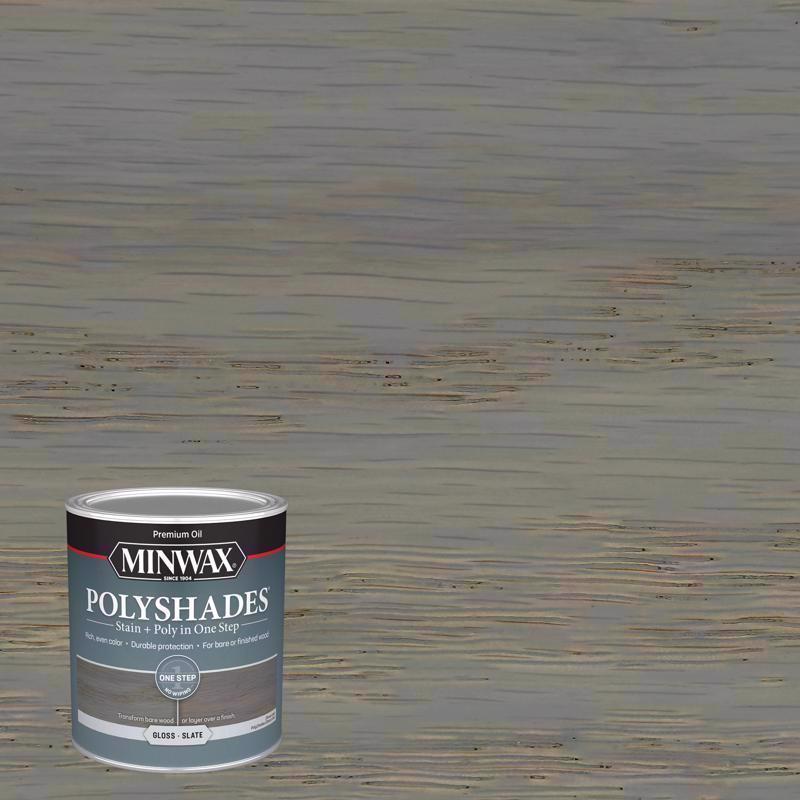 MINWAX - Minwax PolyShades Semi-Transparent Gloss Slate Oil-Based Stain/Polyurethane Finish 1 qt
