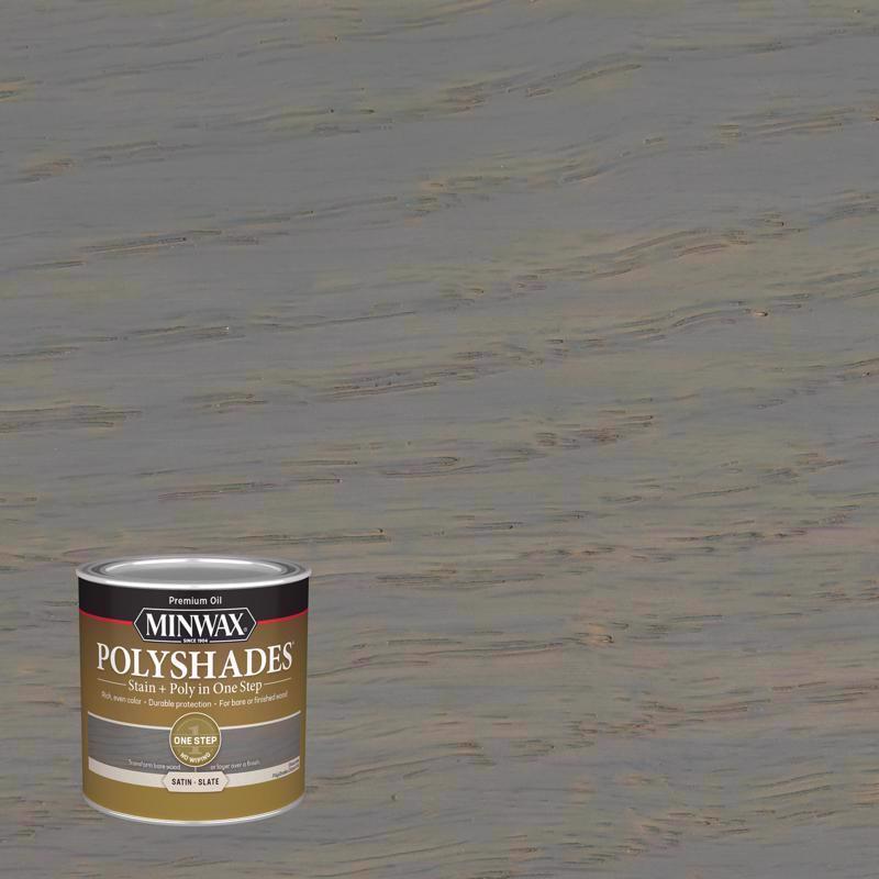 MINWAX - Minwax PolyShades Semi-Transparent Satin Slate Oil-Based Stain/Polyurethane Finish 0.5 pt - Case of 4