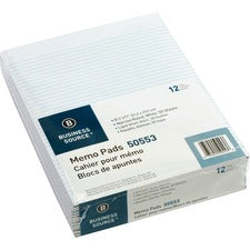Business Source Glued Top Ruled Memo Pads - Letter [PAD;MEMO;8.5X11;NRRW RLD;WE-DZ]
