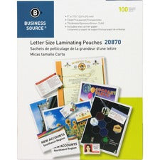 Business Source Letter Size Laminating Pouches [POUCH;LAMINATE;LETTER;3MIL-BSN15788PK]