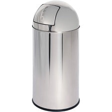 Genuine Joe Push Open Round Top Receptacle [BIN;PUSH;12 GAL;STST-EA]