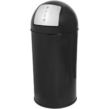 Genuine Joe Push Open Round Top Receptacle [BIN;PUSH;12 GAL;BLK-EA]
