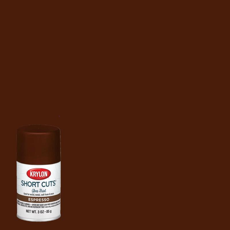 KRYLON - Krylon Short Cuts Gloss Espresso Spray Paint 3 oz - Case of 6