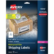 Avery&reg; 5-1/2" x 8-1/2" Labels, Ultrahold, 20 Labels (15516)