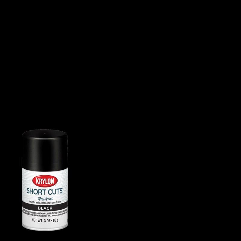 KRYLON - Krylon Short Cuts Gloss Black Spray Paint 3 oz - Case of 6