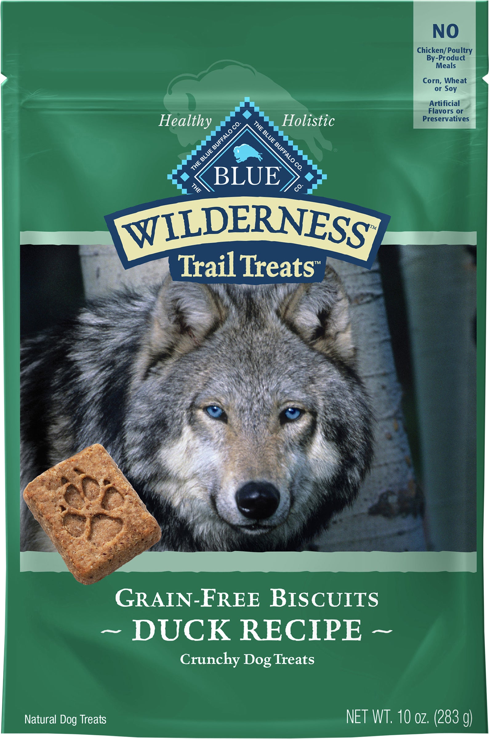 Blue Buffalo Wilderness Trail Treats High Protein Grain Free Crunchy Dog Treats Biscuits, Duck Recipe 10-oz Bag - Case of 6