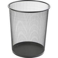Lorell Mesh Waste Bin - 4.70 gal Capacity - Round - 14.3" Height x 12" Diameter - Steel - Black - 1 Each