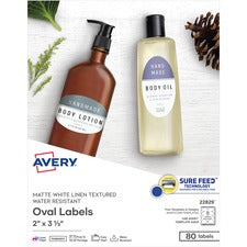 Avery&reg; Easy Peel Labels -Sure Feed - Print-to-the-Edge [LABEL;OVAL;IVORY TEXTRD;80-PK]
