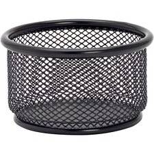 Lorell Mesh Wire Pencil Cup Holder - 3.8" x 2.1" x - Steel - 1 Each - Black