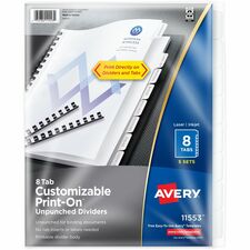Avery&reg; Unpunched Print-On Dividers [DIVIDERS;PRINT-ON;8TAB;WE-BX]