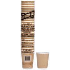 Genuine Joe 8 oz Rippled Hot Cups - 25 / Pack - Brown - Beverage, Hot Drink