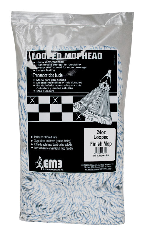 ELITE MOPS AND BROOMS - Elite Mops and Brooms 24 oz Looped Cotton/Synthetic Blend Mop Refill 1 pk [115-LOOPED-FM]