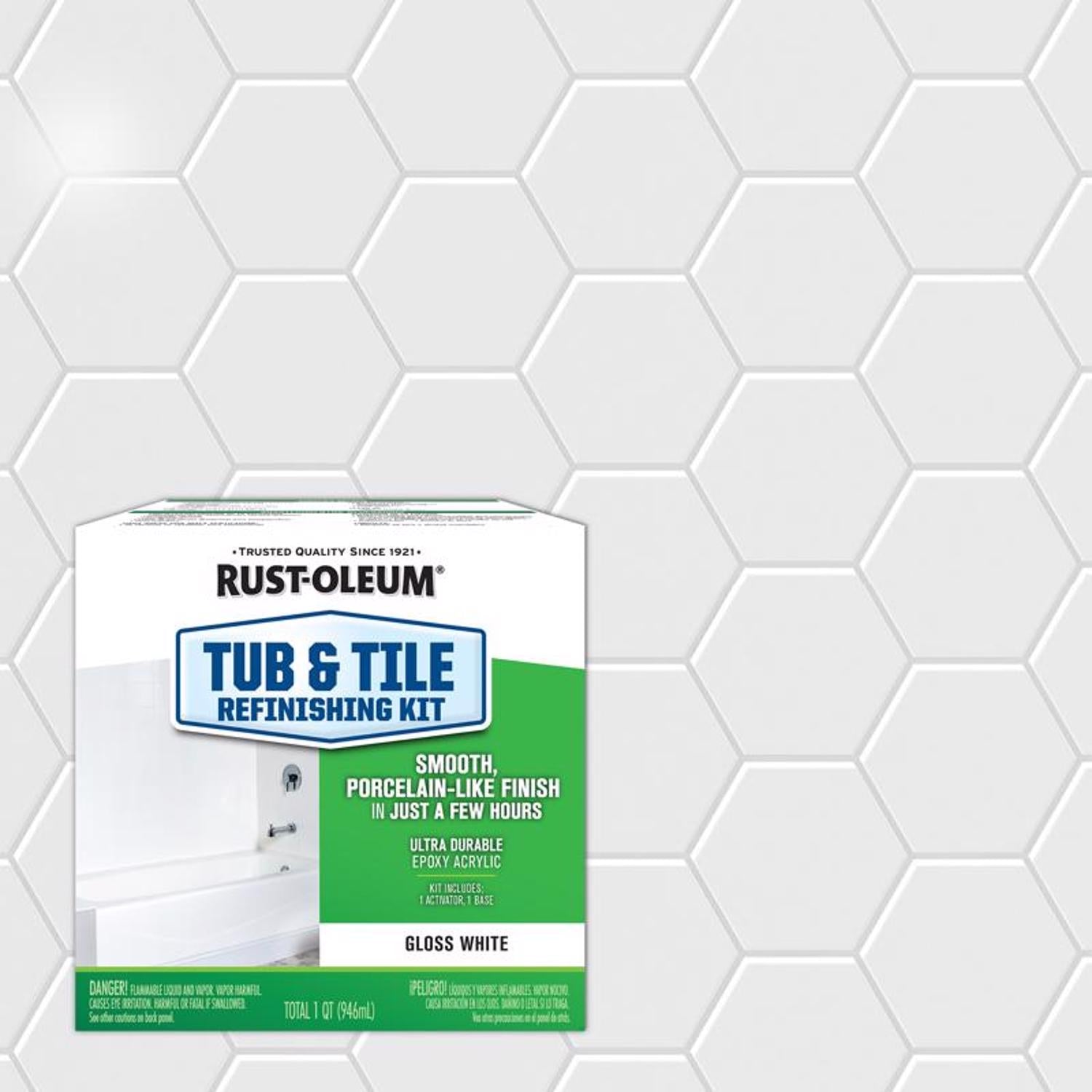 Rust-Oleum Specialty Gloss White Tub and Tile Refinishing Kit Interior 1 qt - Case of 4