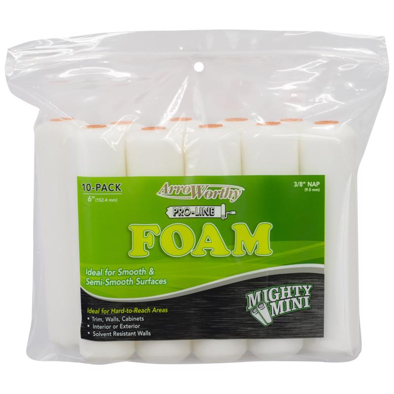 ARROWORTHY - ArroWorthy Pro-Line Foam 6 in. W X 3/8 in. Mini Paint Roller Cover 10 pk