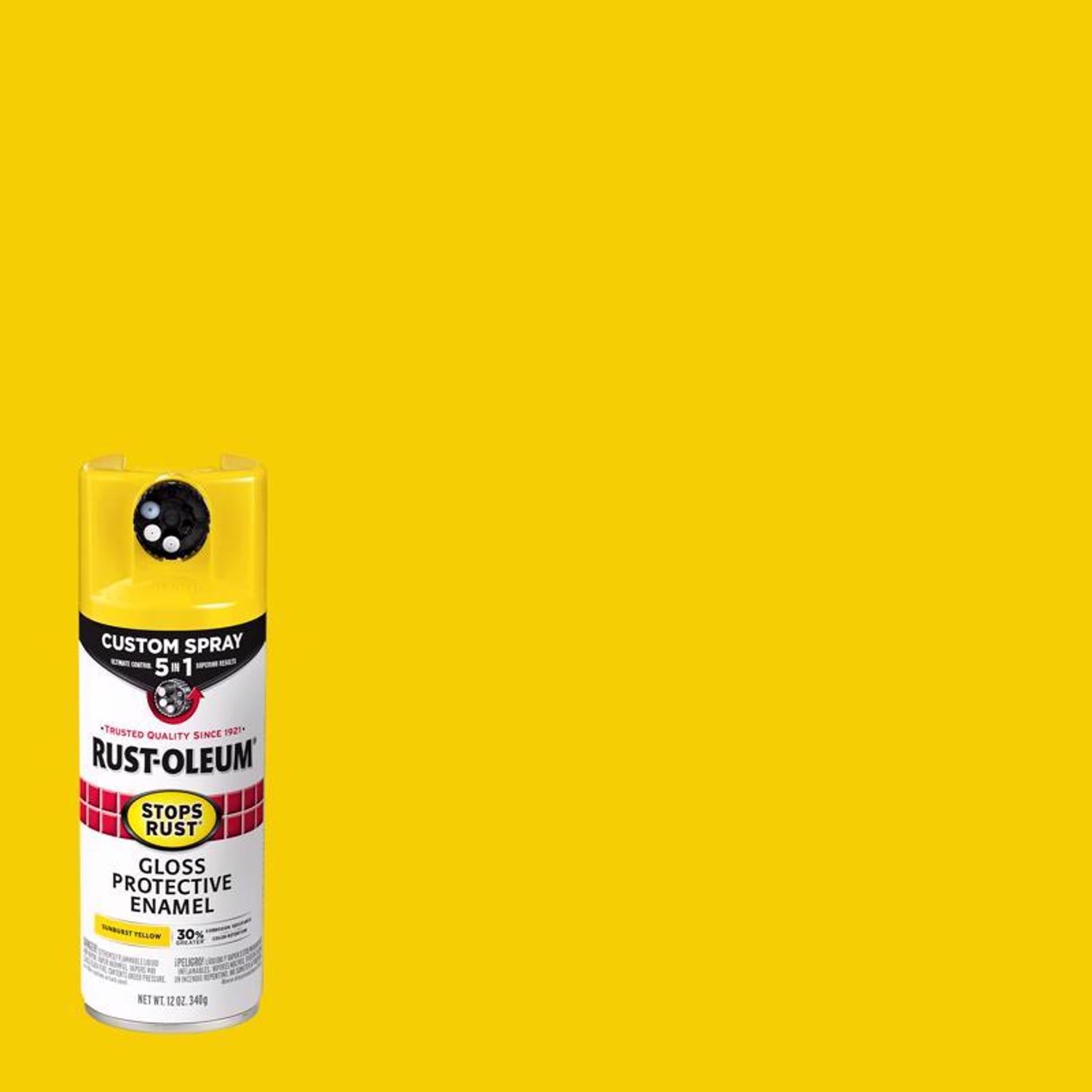 Rust-Oleum Stops Rust Custom Spray 5-in-1 Gloss Sunburst Yellow Spray Paint 12 oz - Case of 6