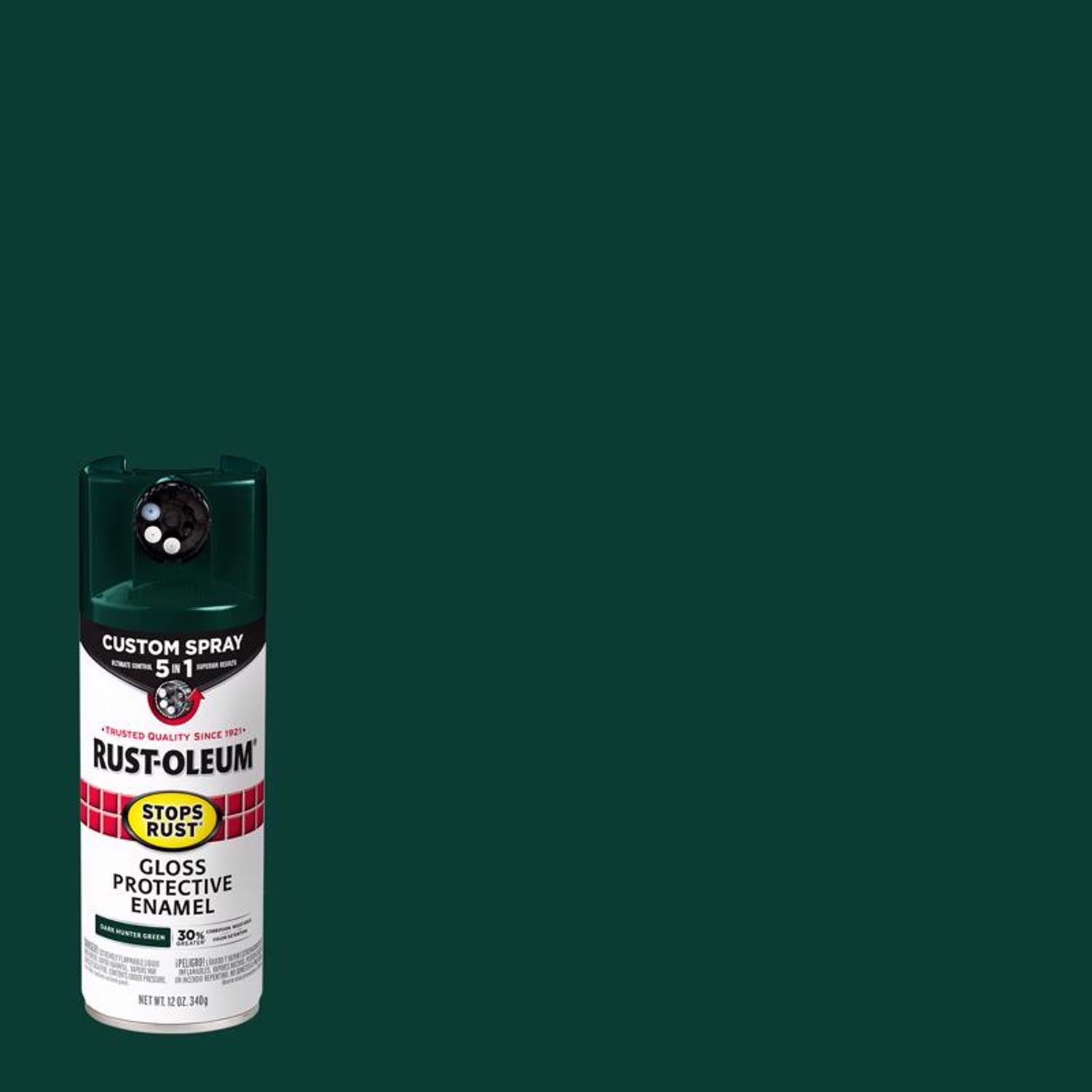 Rust-Oleum Stops Rust Custom Spray 5-in-1 Gloss Dark Hunter Green Spray Paint 12 oz - Case of 6