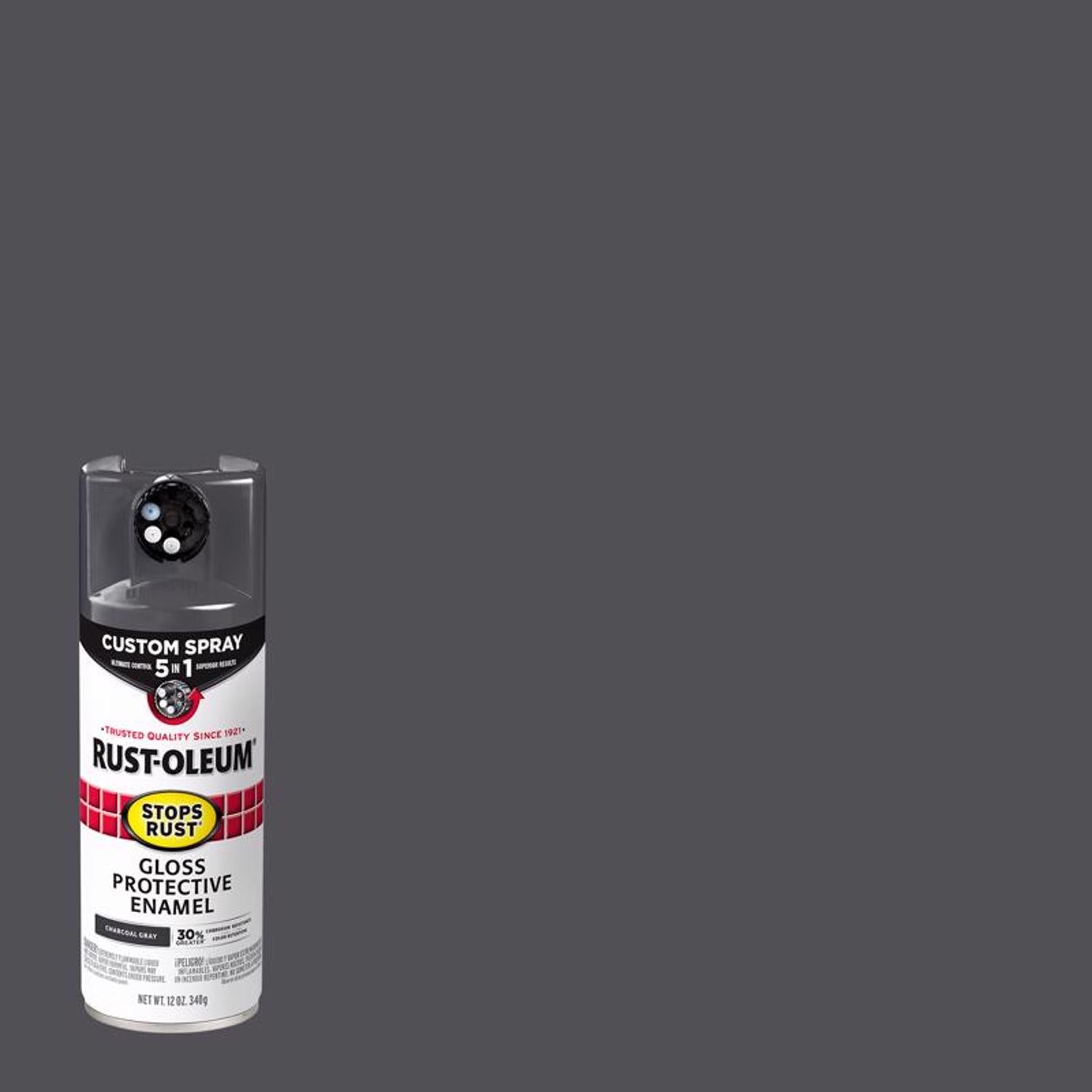 Rust-Oleum Stops Rust Custom Spray 5-in-1 Gloss Charcoal Gray Spray Paint 12 oz - Case of 6