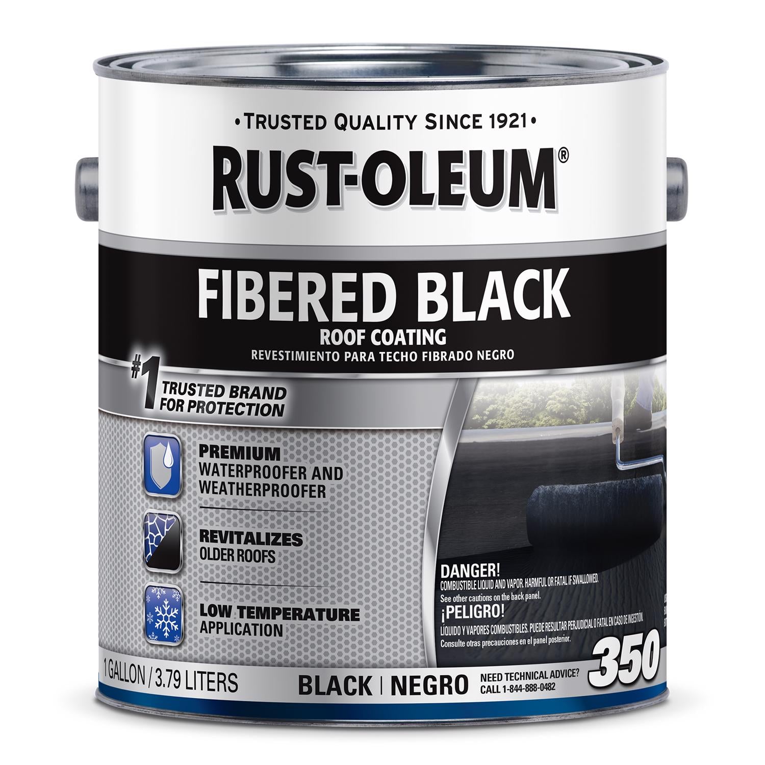 Rust-Oleum 350 Fibered Black Asphalt Roof Coating 1 gal - Case of 2