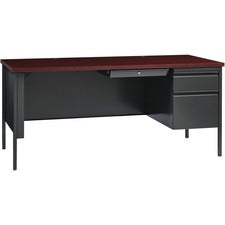 Lorell Fortress Series 66" Right-Pedestal Desk [DESK;RT SNGL PED;30X66;MHGY-EA]