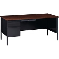 Lorell Fortress Series Left-Pedestal Desk [DESK;L SNGL PED;30X66;BKWT-EA]