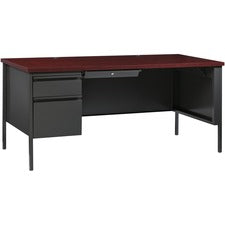 Lorell Fortress Series Left-Pedestal Desk [DESK;L SNGL PED;30X66;MHGY-EA]