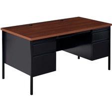 Lorell Fortress Series Double-Pedestal Desk [DESK;DBLPED;30X60;BKWT-EA]