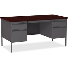 Lorell Fortress Series Double-Pedestal Desk [DESK;DBLPED;30X60;MHGY-EA]