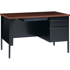Lorell Fortress Series 48" Right Single-Pedestal Desk [DESK;RH;PED;48X30X29.5;BKWT-EA]